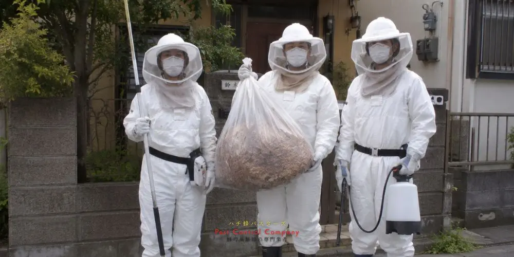 昭島市で撤去した大型の蜂の巣と駆除スタッフ 画像5