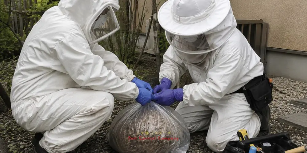 府中市で撤去した大型の蜂の巣を安全に回収